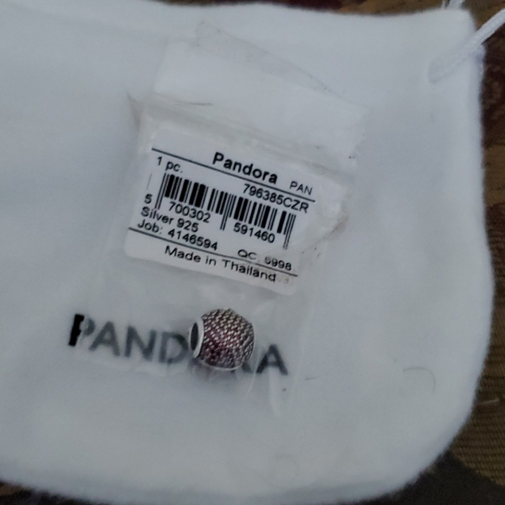 Pandora pave pink silver Santa charm